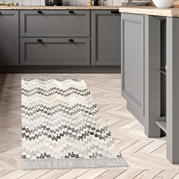 Dekoreko Kaymaz Taban Djt Mutfak Halısı Yıldız Deri Saçaklı Modern 1675 Pembe - Image 1