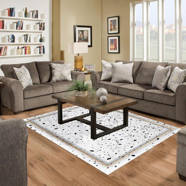 Dekoreko Kaymaz Taban Djt Salon Halısı Star Pamuk Modern M12366 Krem - Image 1