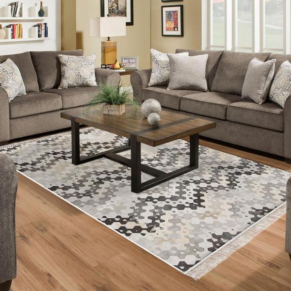 Dekoreko Kaymaz Taban Djt Salon Halısı Star Pamuk Saçaklı Modern 1675 Pembe - Image 1