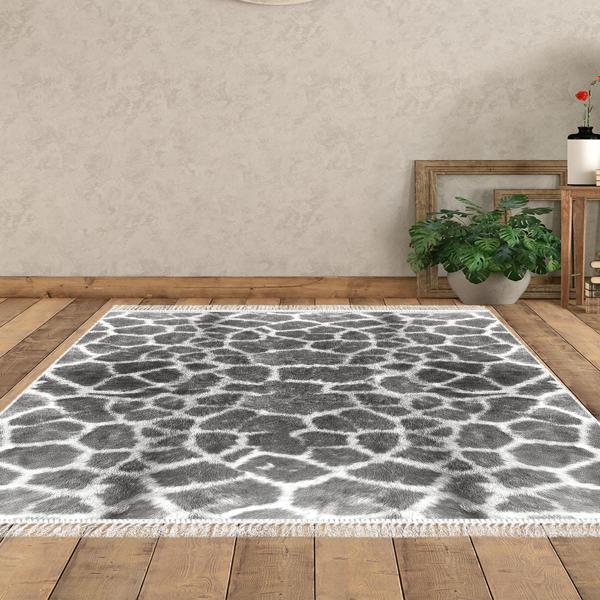 Dekoreko Kaymaz Taban Djt Salon Halısı Star Pamuk Saçaklı Modern 1910 Gri - Image 1