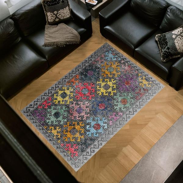 Dekoreko Kaymaz Taban Djt Salon Halısı Trend İskandinav F5008 Renkli - Image 1