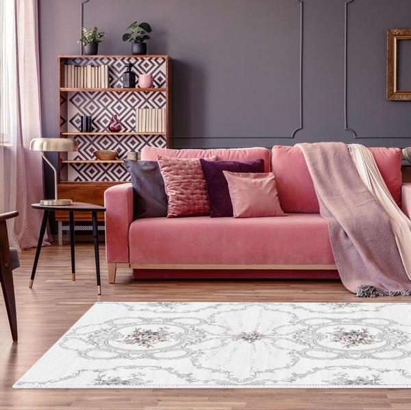 Dekoreko Kaymaz Taban Djt Salon Halısı Trend Modern 1494 Gri - Image 1