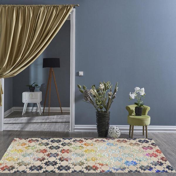 Dekoreko Kaymaz Taban Djt Salon Halısı Trend Modern 763 Renkli - Image 1