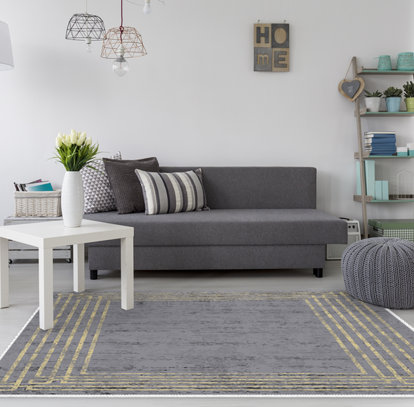 Dekoreko Kaymaz Taban Djt Salon Halısı Yıldız Deri Modern M5142 Bej - Image 1