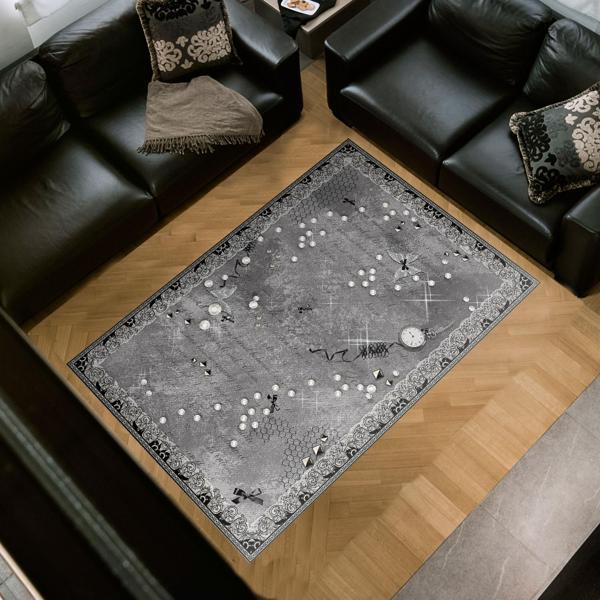 Dekoreko Kaymaz Taban Djt Salon Halısı Yıldız Deri Modern Mu118 Kahve - Image 1