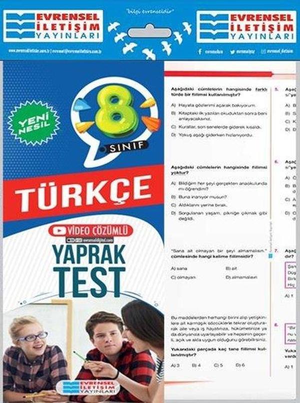 8. Sınıf Türkçe Yeni Nesil Yaprak Test - Evrensel İletişim Yayınları - Image 1