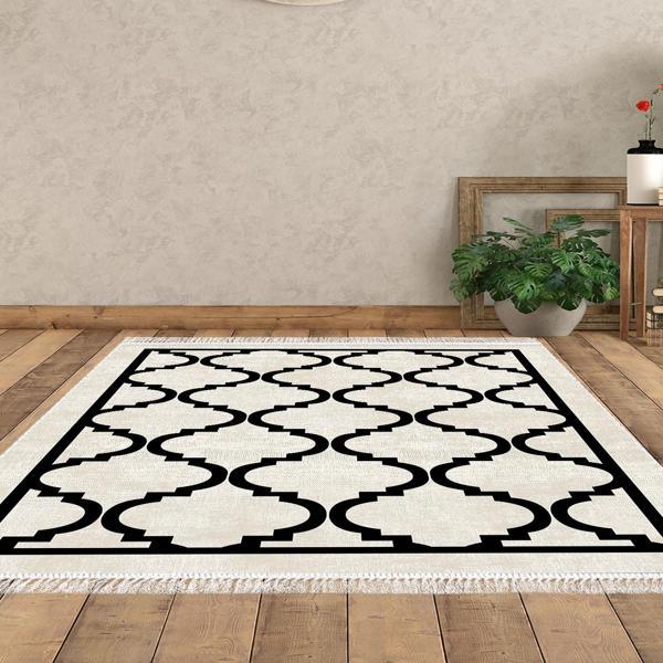 Dekoreko Kaymaz Taban Djt Salon Halısı Star Pamuk Saçaklı Modern 688M - Image 1