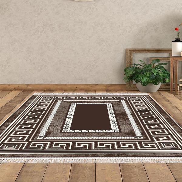 Dekoreko Kaymaz Taban Djt Salon Halısı Yıldız Deri Saçaklı Modern 651M - Image 1