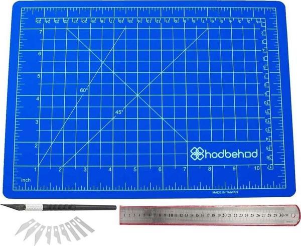 Hodbehod A4 Mavi Hobi Kesim Matı Seti Çift Taraflı Cutting Mat Set - Image 1