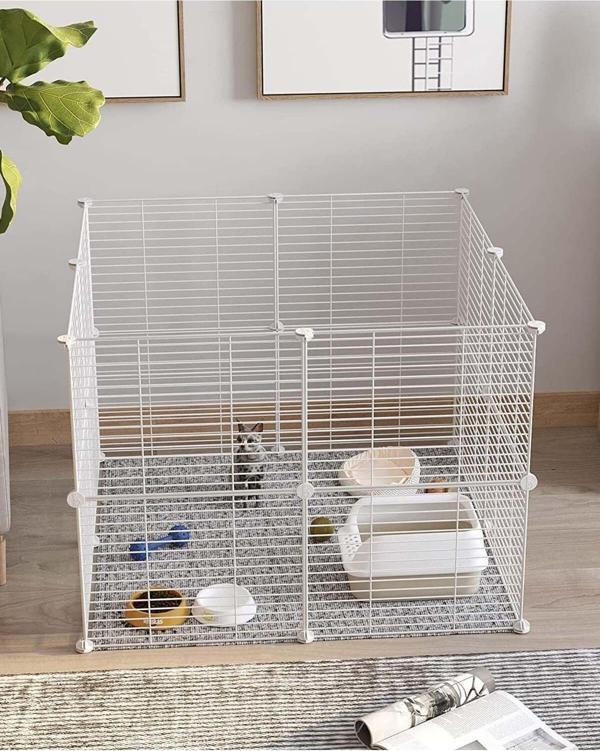 Hodbehod 16 Panel Beyaz Renk Hayvan Oyun Kafesi Portatif Modüler Kedi Köpek Kuş Evi Kafesi - Image 1