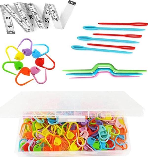 Hodbehod 200 Adet Ilmek Sabitleyici Ip Tutucu Plastik Çengelli Iğne Plastik Örgü Şiş Kutulu Set - Image 1