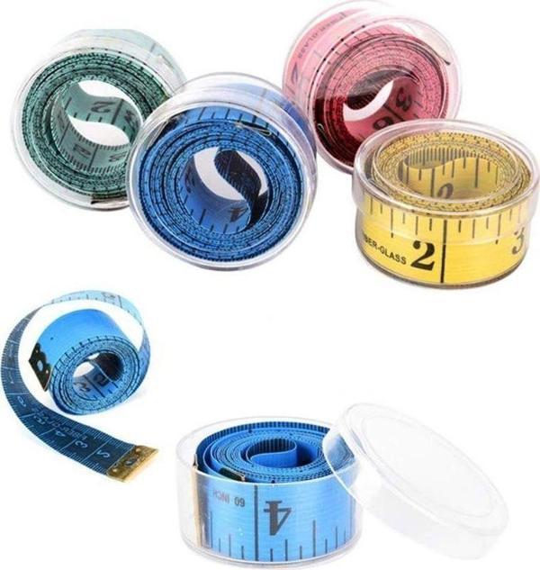 İşkur Makina Renkli Standart 1.5 Metre Mezura Klasik Mezro Şeffaf Kutulu 12 Adet - Image 1
