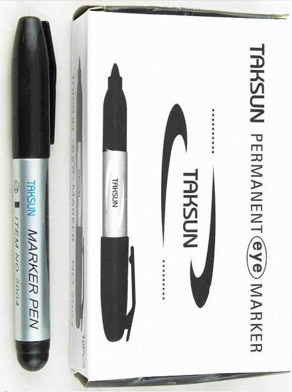 Taksun Permanent Marker Keçeli Koli Kalemi 10 Adet Siyah - Image 1