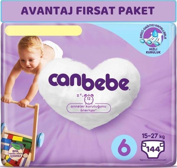 Canbebe Bebek Bezi Özel Paket Extra Large 6 Beden 144 Lü - Image 1