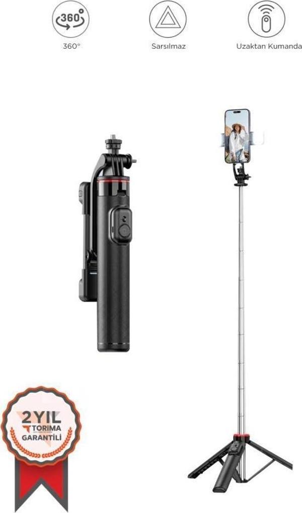 Torima Q12 Çok Amaçlı Tripod Kumandalı Selfie Çubuğu Siyah - Image 1