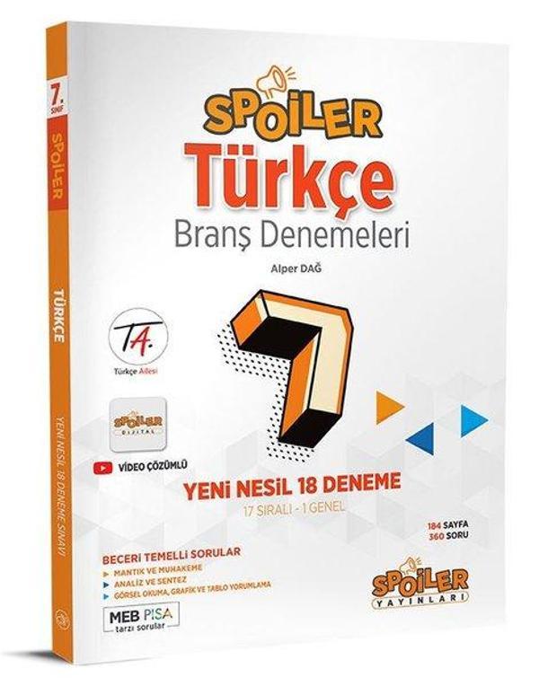 7.Sınıf Türkçe Branş Denemeleri - Spoiler Yayınları - Image 1