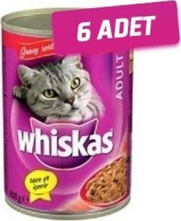 Whiskas 6 Adet Biftekli Yetişkin Kedi Konservesi 400 gr - Image 1