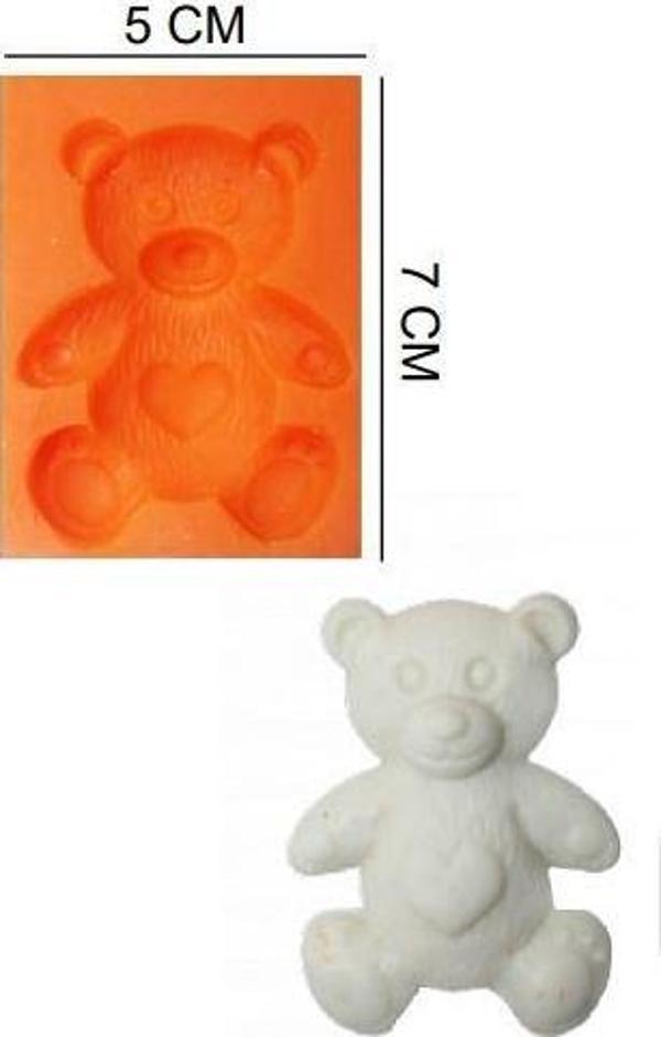 ŞEKER HAMUR KALIBI SİLİKON AYICIK KALPLİ 5*7 CM - Image 1