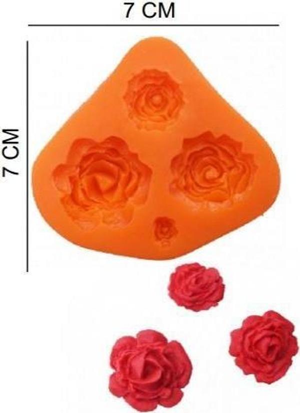 ŞEKER HAMUR KALIBI SİLİKON GÜLLER 7*7 CM - Image 1