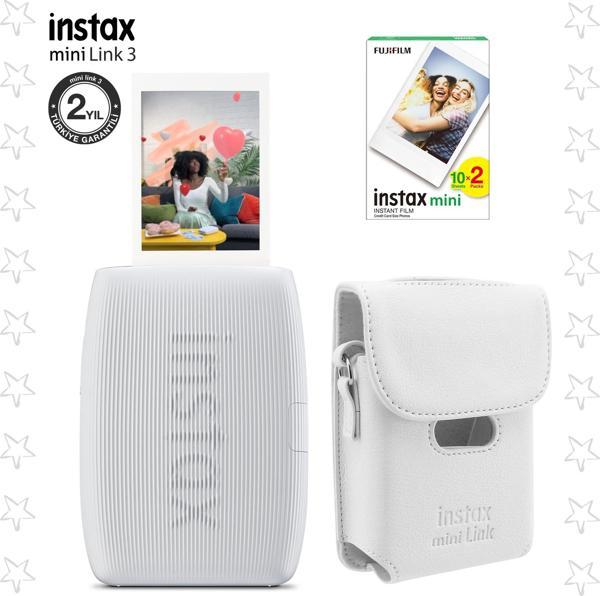 Instax mini Link 3 Beyaz Akıllı Telefon Yazıcısı Beyaz Çanta ve 20'li mini Film - Image 1