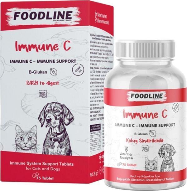 Foodline Immune +C 75 Tablet | Kedi ve Köpekler için Bağışıklık Sistemini Destekleyici - Image 1