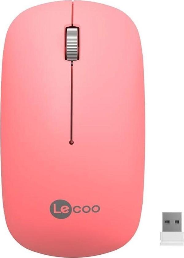 Lenovo Lecoo WS214-P 1200DPI 3 Tuşlu Optik Kablosuz Mouse Pembe - Image 1