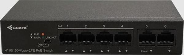 VGuard VG-SW1004P-60 4 Port Poe + 2 Port Uplink Yönetilemeyen PoE Switch  - Image 1
