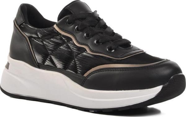Ayakmod 7684 Siyah-Beyaz Bağcıklı Kadın Sneaker - Image 1