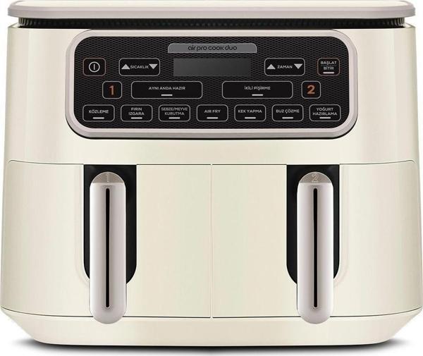 Air Pro Cook Duo Köz Xxxl 4+4 Litre Airfryer İconic Beige 8 Kişilik - Image 1