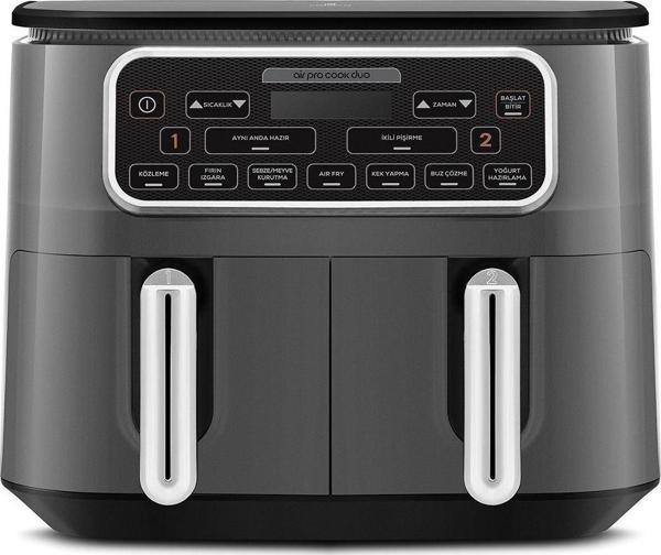 Air Pro Cook Duo Köz Xxxl 4+4 Litre Airfryer Space Gray 8 Kişilik - Image 1
