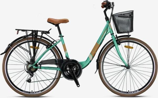 Kron TETRA 3.0 - 28 Jant City Bike - 15' - 21 Vites - V.B. - Mint Yeşili-Kahverengi/Bej - Image 1