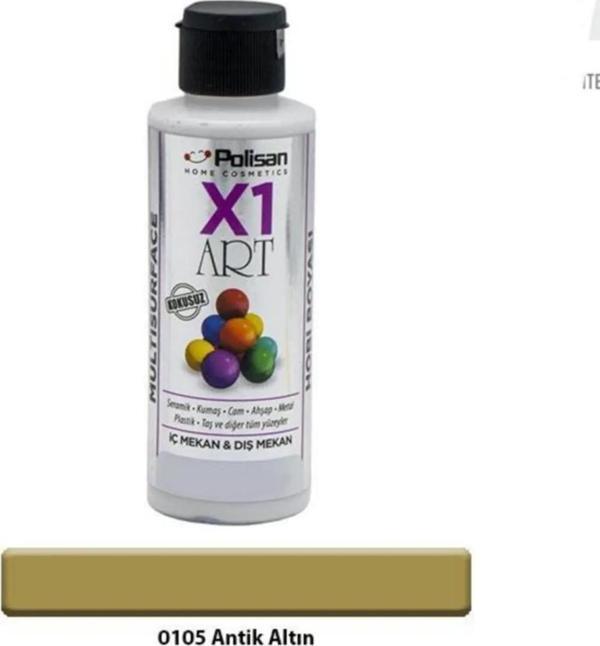Polisan X1art Multisurface Hobi Boyası 120ml - 0105 Antik Altın Yaldız - Image 1