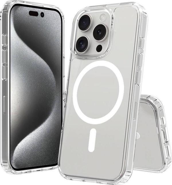 Apple iPhone 16 Pro Kılıf Magsafe Şarj Özellikli Şeffaf Sert PC Zore Embos Kapak - Image 1