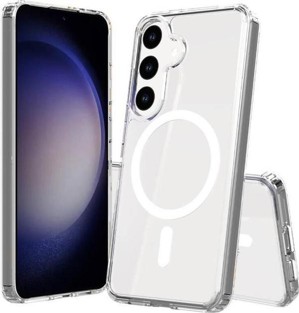 Samsung Galaxy S24 Plus Kılıf Magsafe Şarj Özellikli Şeffaf Sert PC Zore Embos Kapak - Image 1