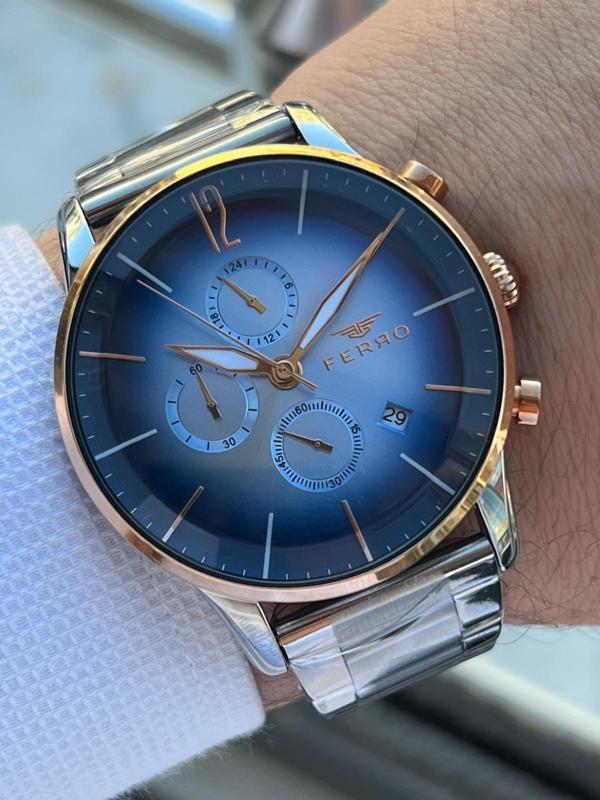 Ferro Çelik Kordon İç Fonksiyonları Aktif Chronograph 30 Mt Su Geçirmez Erkek Kol Saati EFM.31039.A - Image 1
