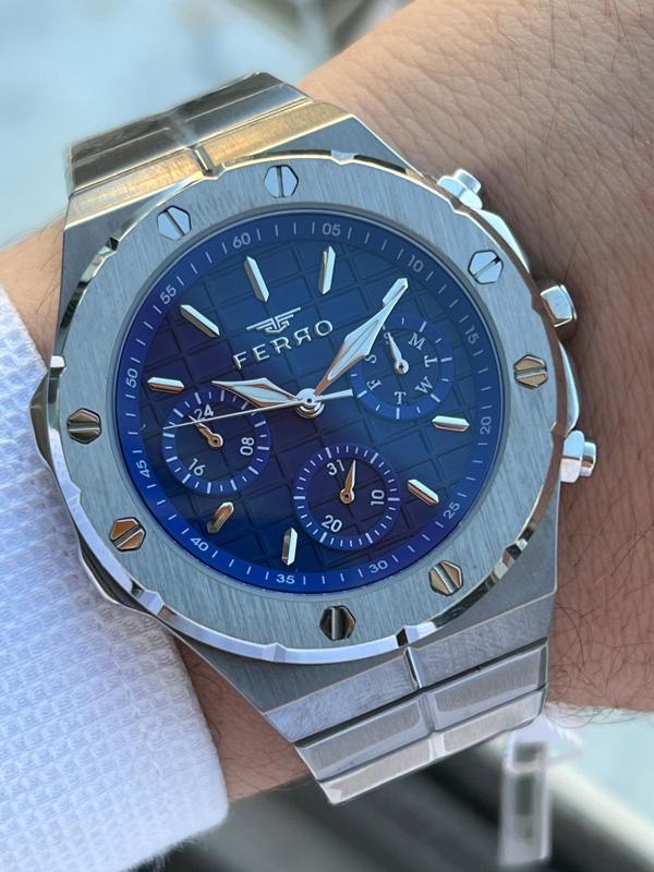 Ferro Çelik Kordon İç Fonksiyonları Aktif Chronograph 30 Mt Su Geçirmez Erkek Kol Saati EFM.43002.A3 - Image 1