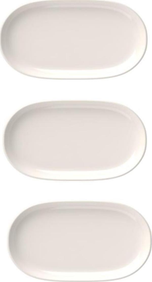 İkram Dünyası Magnus 14 cm Oval Kayık Kahvaltılık,Mezelik,Çerezlik Tabak 3 lü - Image 1