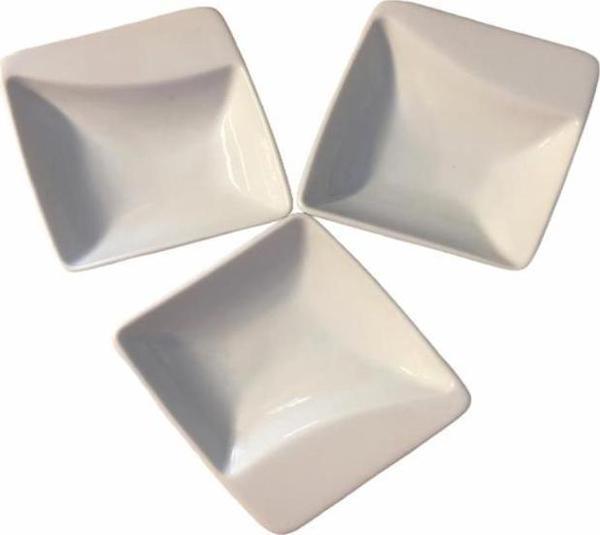 Kütahya Porselen Tavola 7 cm Mini Kare Kahvaltı,Sos,Meze,Çerez Tabağı 3 lü - Image 1