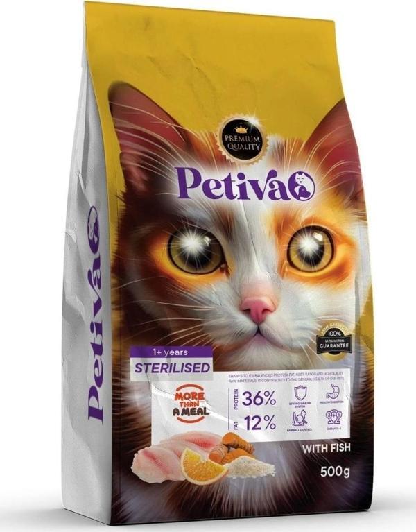 Petiva Kısırlaştırılmış Balıklı Kedi Maması 500 G - Image 1