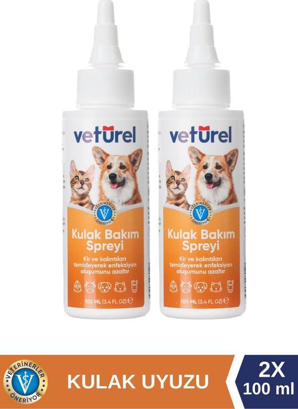 Veturel köpek Kulak Temizleme Solüsyonu Veturel Kulak Uyuzu Kir Enfeksiyon Kaşıntı Koku Önleyici Damla 2x100ml - Image 1