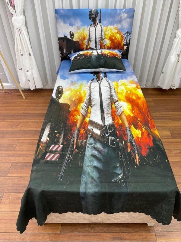 Cici Eko PubG Yatak Örtüsü Hediye Yastık Kılıfı İnce Dekoratif Petek Kumaş - Image 1