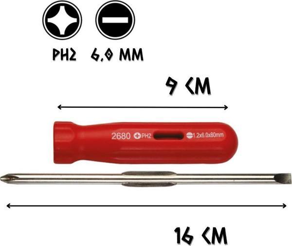Cer-Pa Norm Değişken Uçlu Tornavida - PH2 Yıldız - 6.0 Düz - 8 Cm. - Image 1