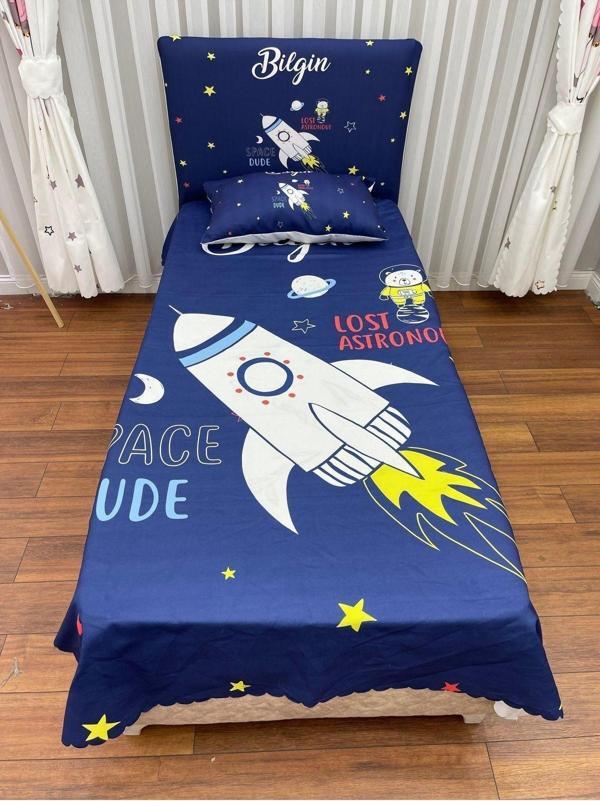Cici Eko Astronot Yatak Örtüsü Hediye Yastık Kılıfı Uzay Roket İnce Dekoratif Petek Kumaş - Image 1
