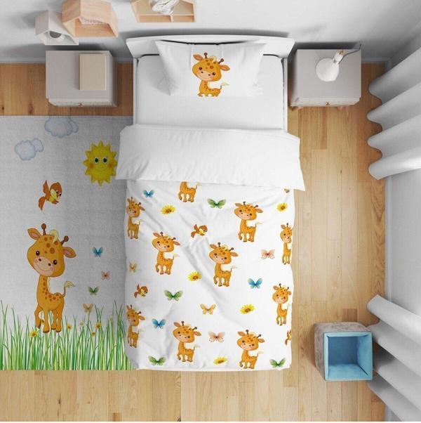 Cici Odam Yatak Örtüsü Sevimli Zürafa 140x220 - Yastık Kılıfı Hediye - Image 1