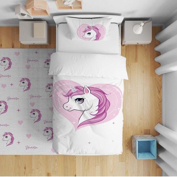 Cici Odam Çocuk Yatak Örtüsü Hediye Yastık Kılıfı Serpme Yıldızlı Unicorn - Image 1
