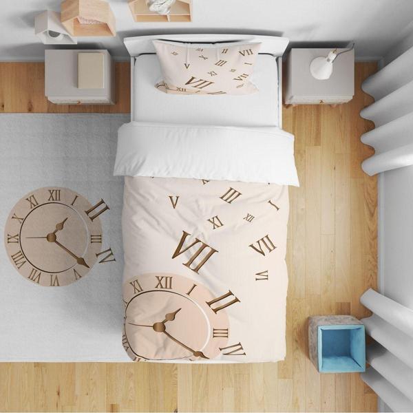 Cici Odam Yatak Örtüsü Saat Desen 140x220 - Yastık Kılıfı Hediye - Image 1