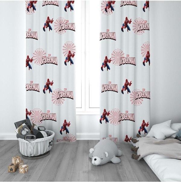 Cici Odam 1 Kanat Çocuk Odası Perdesi Fon Perde Örümcek Ağı Spiderman - Image 1