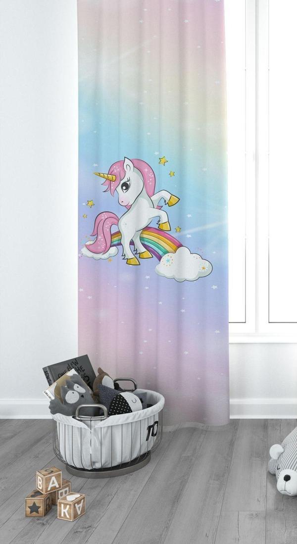Cici Eko Bulut ve Unicorn Çocuk Odası Perdesi Fon Perde - Image 1