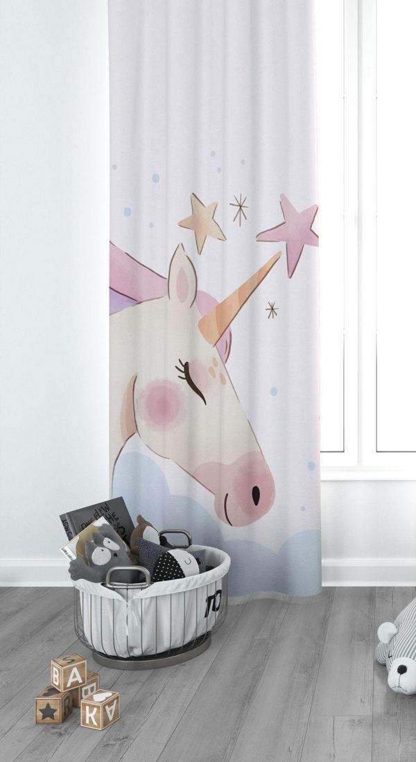 Cici Eko Unicorn Çocuk Odası Perdesi Fon Perde - Image 1