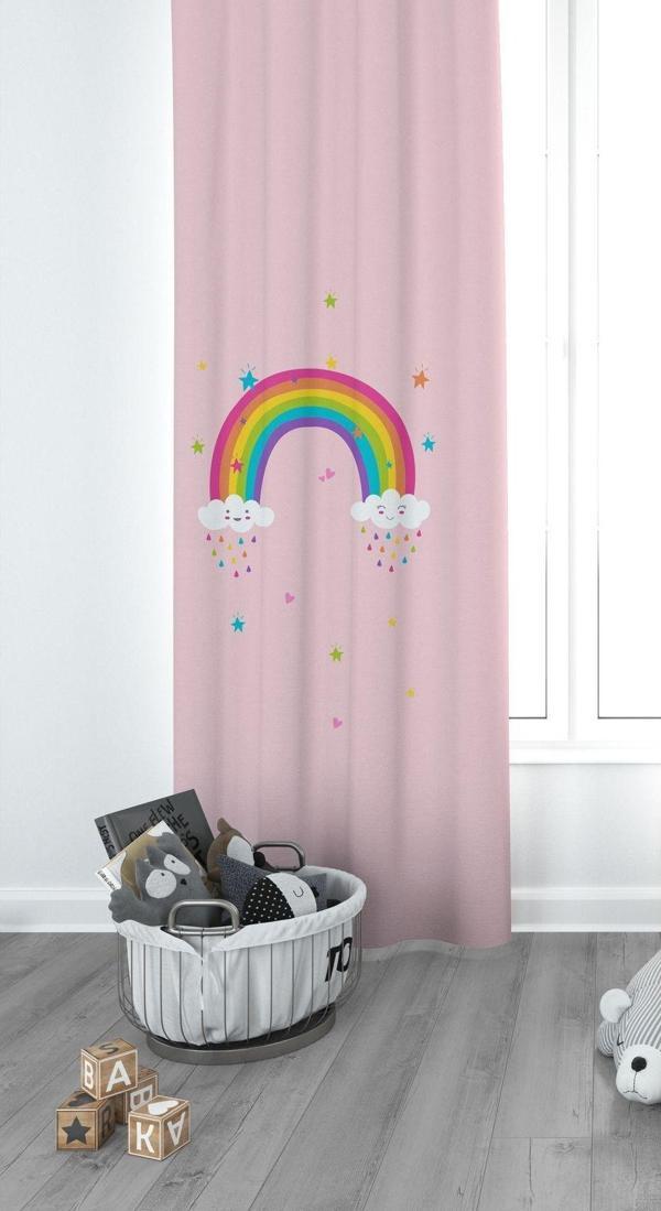 Cici Eko Gökkuşağı ve Unicorn Çocuk Odası Perdesi Fon Perde - Image 1